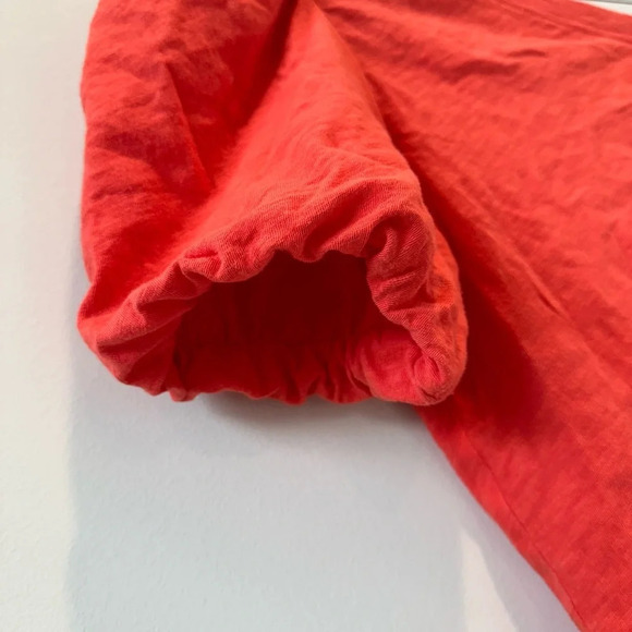 Z Supply One Shoulder Top in Orange Small Puff Sleeve Slub Cotton Soft Easter - Picture 7 of 12